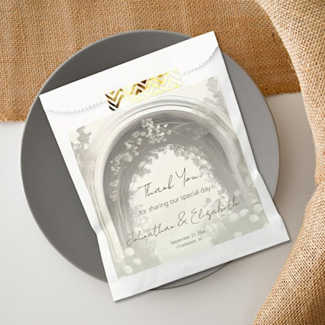 Bolsa De Papel Boda del Arco Botánico Romántico Boho (Romantic Boho Botanical Arch Wedding Favor Bag)