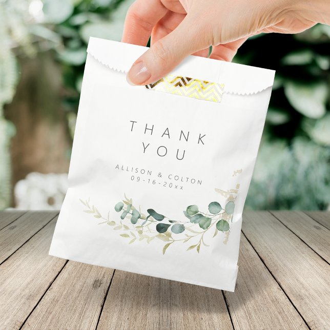 Bolsa De Papel Boda del boho de eucalipto rústico (Rustic eucalyptus greenery boho wedding favor bag)