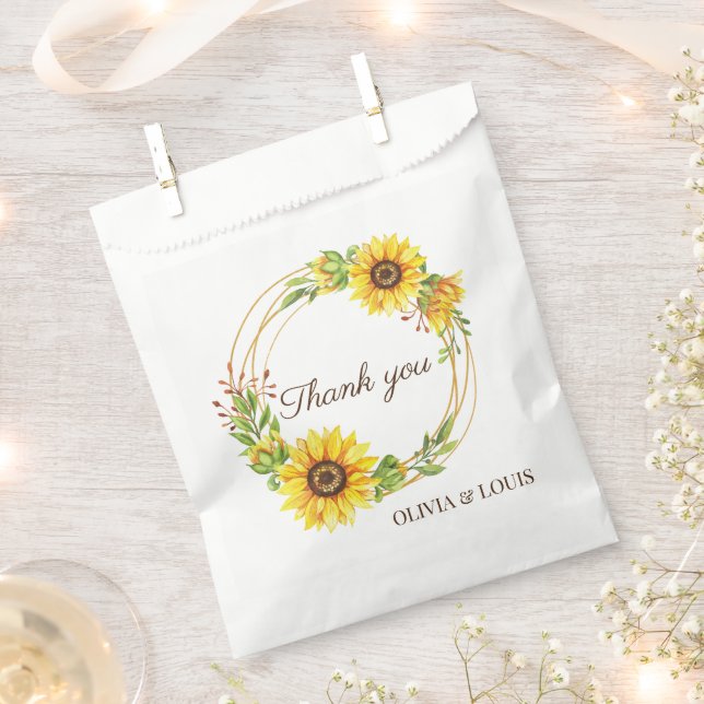 Bolsa De Papel Boda del boho de los girasoles (Cortado)