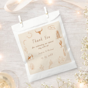 Bolsa De Papel Boda del Boho Western Cowboy Ilustracion