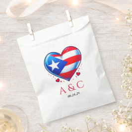 Bolsa De Papel Boda del Corazón Pareja de Puerto Rico