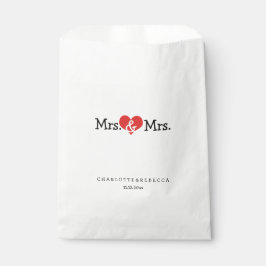 Bolsa De Papel Boda del corazón rojo y la señora. Personalizada