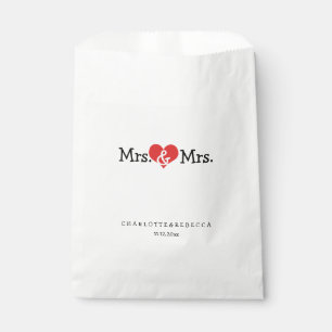 Bolsa De Papel Boda del corazón rojo y la señora. Personalizada