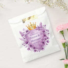 Bolsa De Papel Boda del Escudo Regal Purple Floral