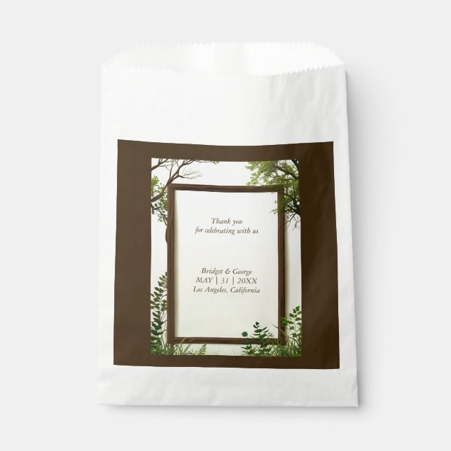 Bolsa De Papel boda del marco rústico del árbol de la vegetación (Anverso)