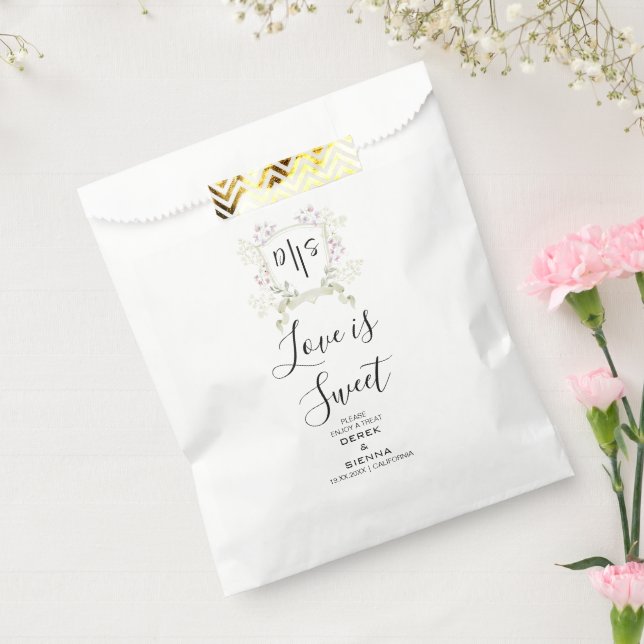 Bolsa De Papel Boda del Monograma Dusky Wildflower (Sellado)