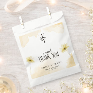 Bolsa De Papel Boda del Monograma Floral de la Hora de Oro Gracia