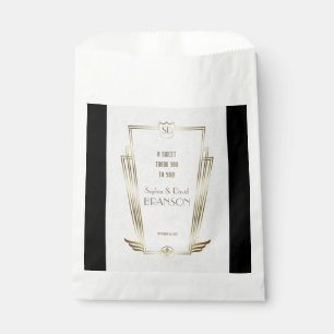 Bolsa De Papel Boda del Monograma Real de Oro Art Deco GRACIAS