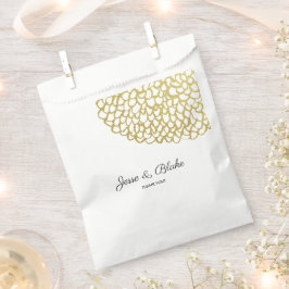 Bolsa De Papel Boda del patrón de Petal dibujado a mano con oro
