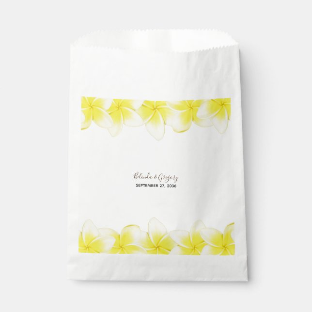 Bolsa De Papel Boda del Plumeria Frangipani amarillo (Anverso)