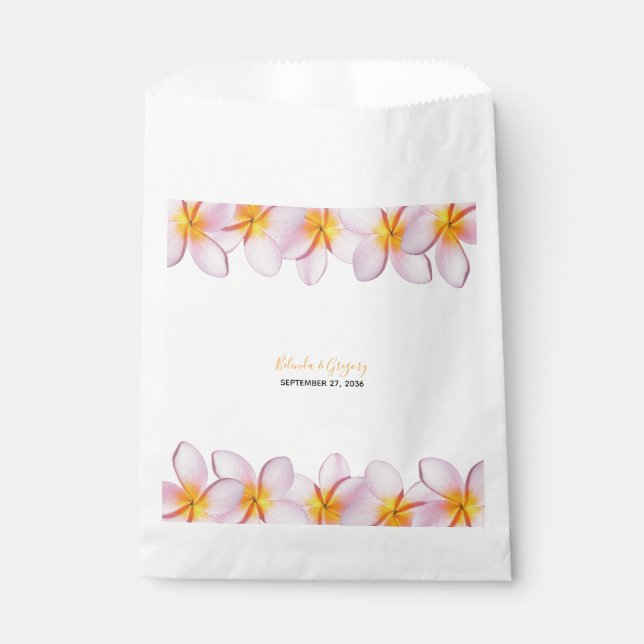 Bolsa De Papel Boda del Plumeria Frangipani Rosa (Anverso)