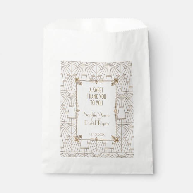 Bolsa De Papel Boda del Royal Fleur-de-Lis Art Deco Gold White 20 (Anverso)
