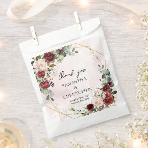 Bolsa De Papel Boda del sabio de oro floral de dibujos a mano