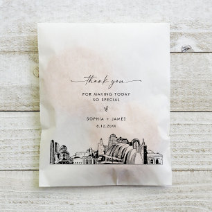 Bolsa De Papel Boda del Skyline de Kansas City Gracias Por Favore