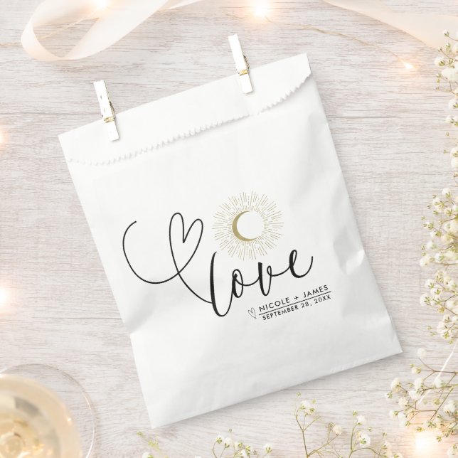 Bolsa De Papel Boda del Sol Celestial Blanco y Dorado con Rastril (Cortado)