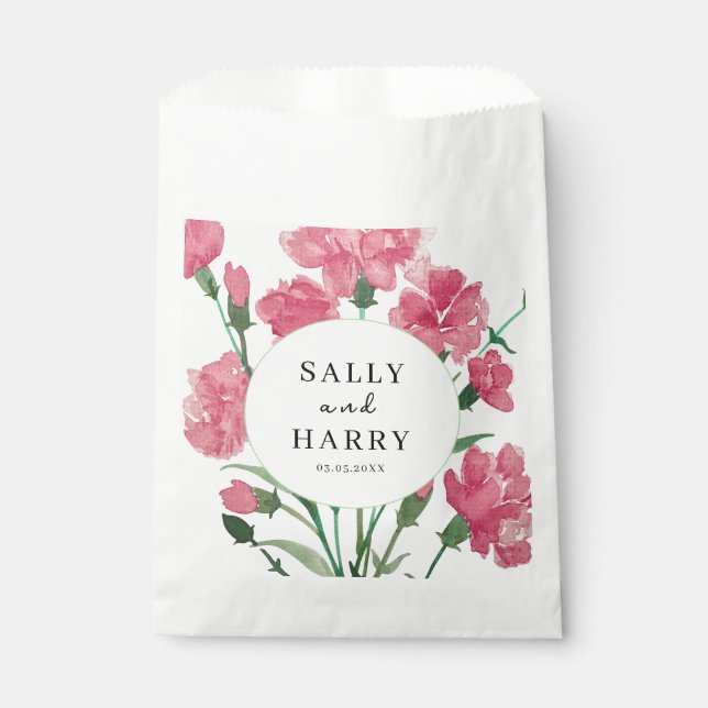 Bolsa De Papel Boda Delicado De Flor Rosa (Anverso)