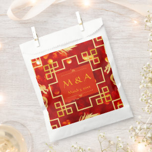 Bolsa De Papel Boda Dragón Rojo y Oro