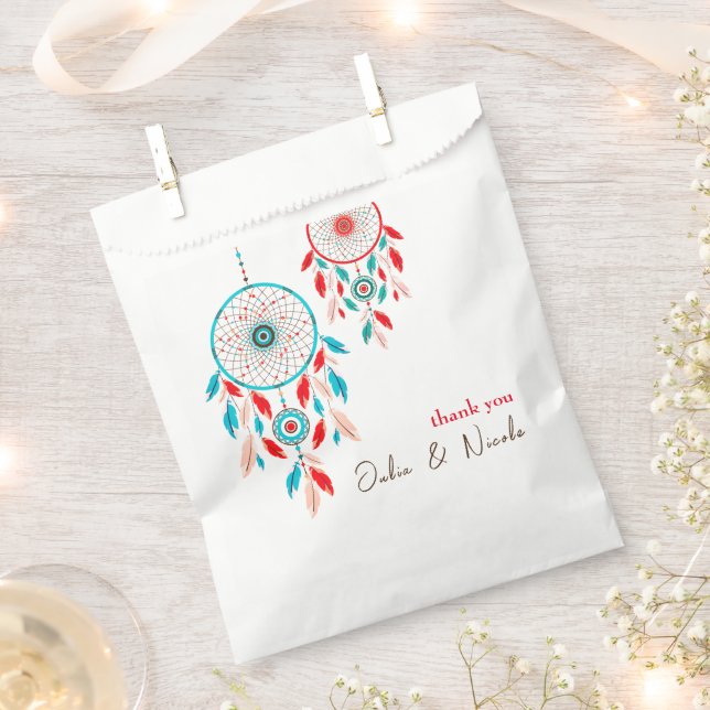 Bolsa De Papel Boda Dreamcatcher de la pluma Tribal Boho (Cortado)