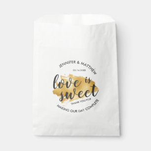 Bolsa De Papel Boda dulce del cepillo de oro moderno Stroke Love