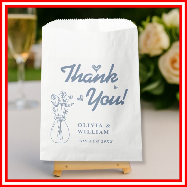 Bolsa De Papel Boda Dusty Blue | Flor silvestre (Subido por el creador)