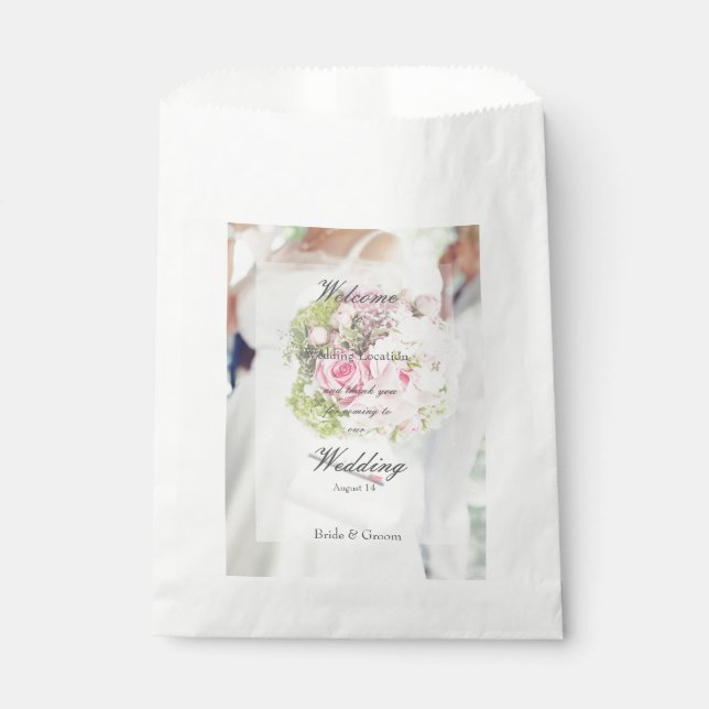 Bolsa De Papel Boda editable para novias y flores (Anverso)