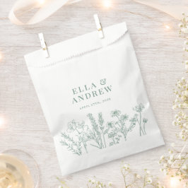 Bolsa De Papel Boda elegante Boho Wildflower de primavera verde