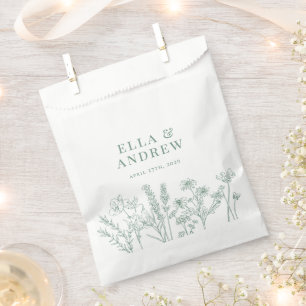 Bolsa De Papel Boda elegante Boho Wildflower de primavera verde