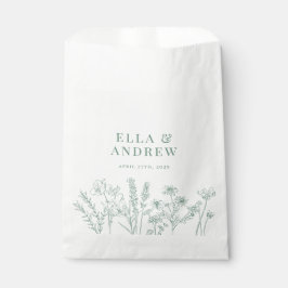 Bolsa De Papel Boda elegante Boho Wildflower de primavera verde