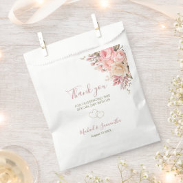 Bolsa De Papel Boda elegante con rosas rosadas y marfil