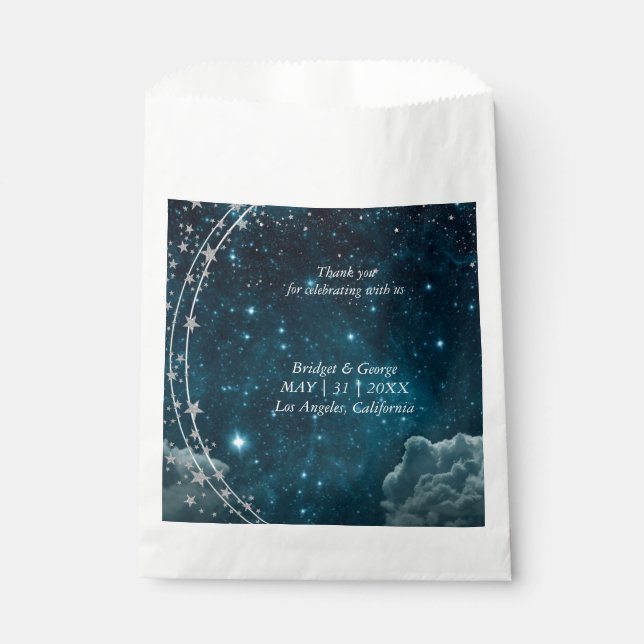 Bolsa De Papel boda elegante de galaxia azul (Anverso)