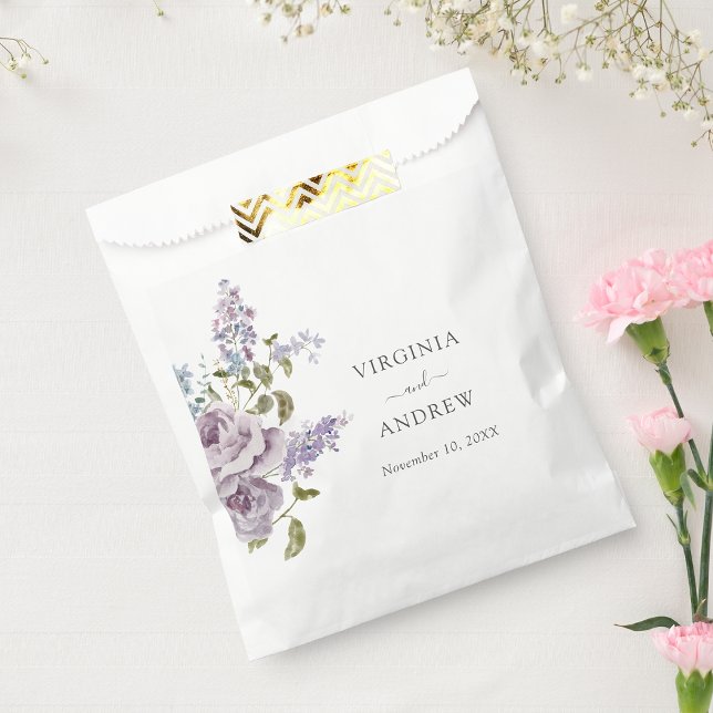 Bolsa De Papel Boda elegante de lila (Elegant Lilac Wedding Favor Bag by Painted Paperie
)