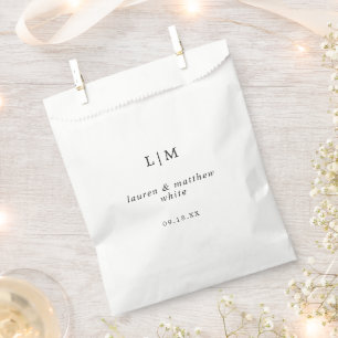 Bolsa De Papel Boda elegante de monograma blanco y negro Lauren