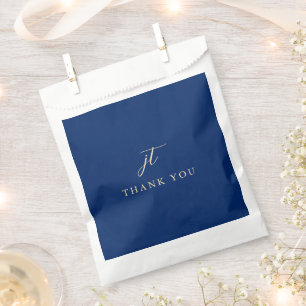 Bolsa De Papel Boda elegante de navy y crema clásica