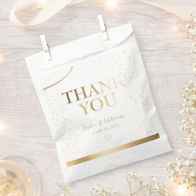 Bolsa De Papel Boda Elegante de Oro Gracias (Cortado)