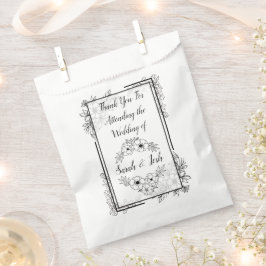 Bolsa De Papel Boda elegante en blanco y negro
