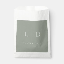 Bolsa De Papel Boda Elegante Minimalista Monograma Verde Salvia
