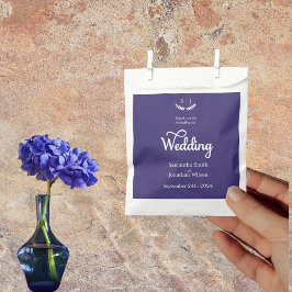 Bolsa De Papel Boda elegante monograma azul de tono de joyas