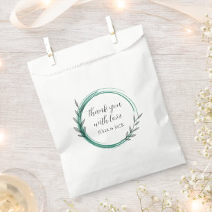 Bolsa De Papel Boda Esmeralda Verde Simple Wreath