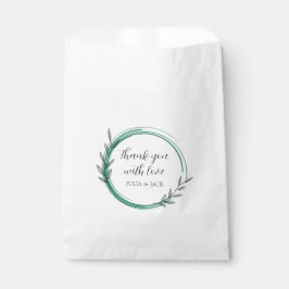 Bolsa De Papel Boda Esmeralda Verde Simple Wreath