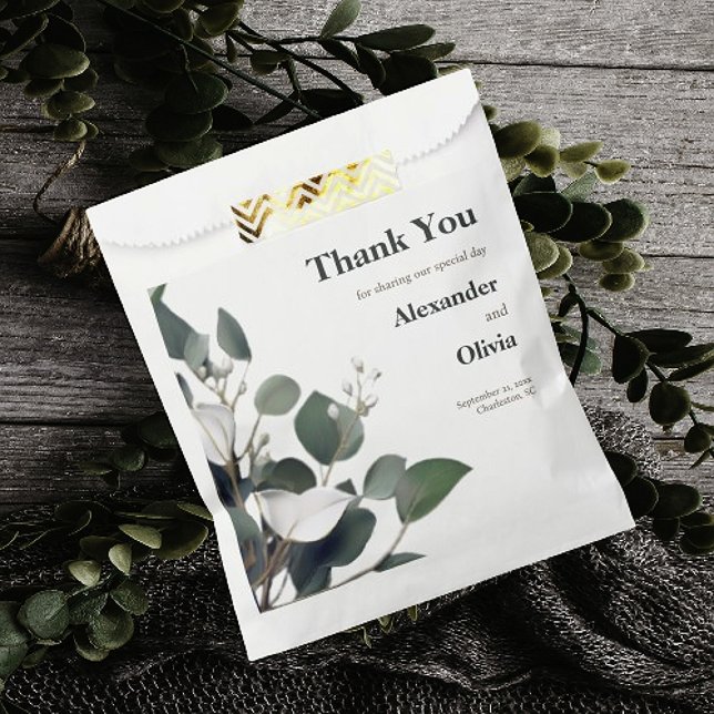 Bolsa De Papel Boda Eucalyptus Moderno (Modern Eucalyptus Wedding Favor Bag)