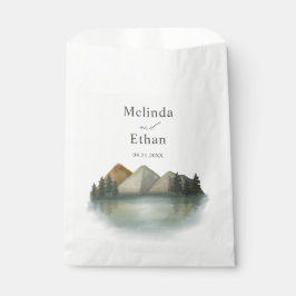 Bolsa De Papel Boda Evergreen de Montaña Rustica y Lago