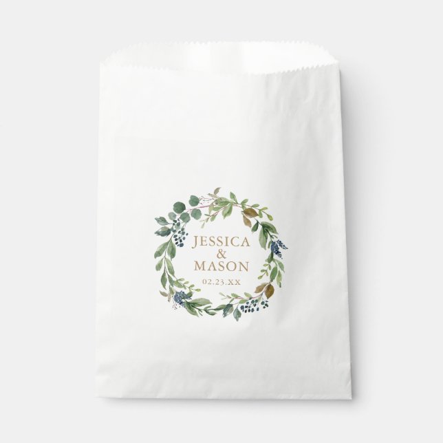 Bolsa De Papel Boda Favor Bolsa Verdor Marina Oro (Anverso)