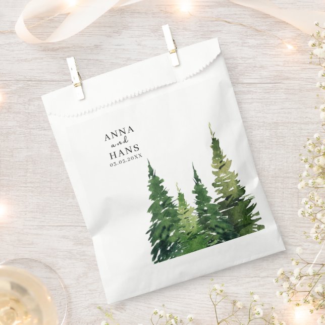 Bolsa De Papel Boda festivo de árbol de navidad acuarela (Cortado)