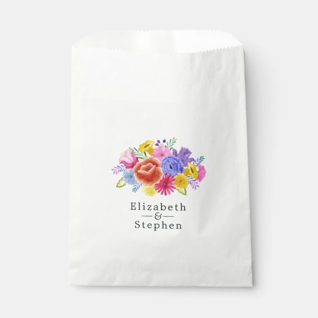 Bolsa De Papel Boda Fiesta Floral (Anverso)