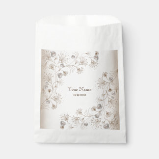 Bolsa De Papel Boda Fiesta Tan Floral Corazón Beige Elegante