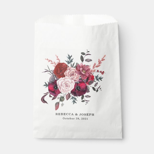 Bolsa De Papel Boda Flor Burgundy  (Anverso)