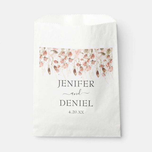 Bolsa De Papel Boda floral acuarela seca boho (Anverso)