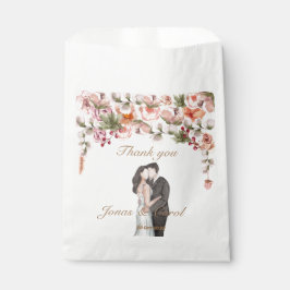 Bolsa De Papel Boda floral acuático elegante moderno