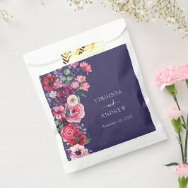 Bolsa De Papel Boda floral azul de la Marina Moody