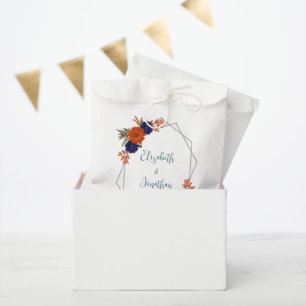 Bolsa De Papel Boda floral azul de la Marina Naranja de otoño rus